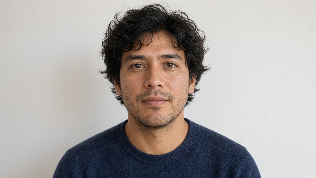 Core demo photo with flags on hair, stubble, skin, and lips